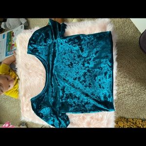 Green velvet crop top